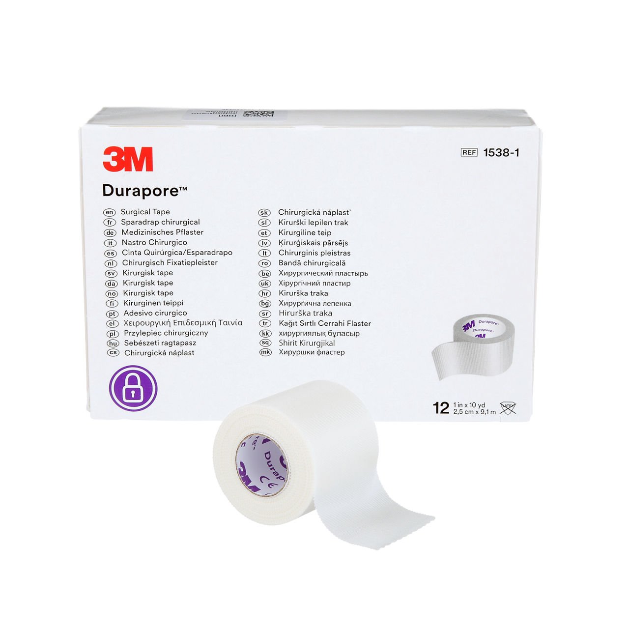 Durapore™ Surgical Tape 1538-1, 1 inch x 10 yard (2,5cm x 9,1m), 12 Rolls/Box qphealthcare store